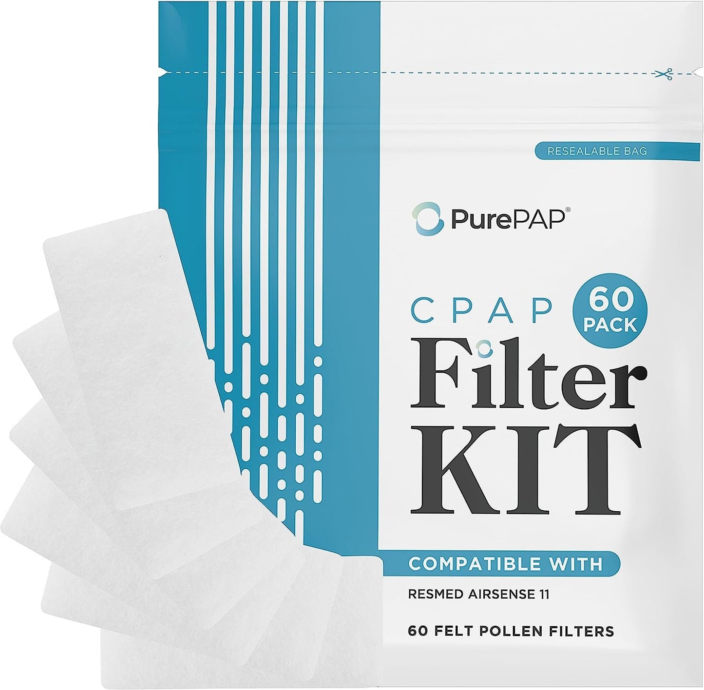 Premium USA Made CPAP Filters - 60-Pack, Compatible with ResMed AirSense 11 Machines - High Quality CPAP Supplies