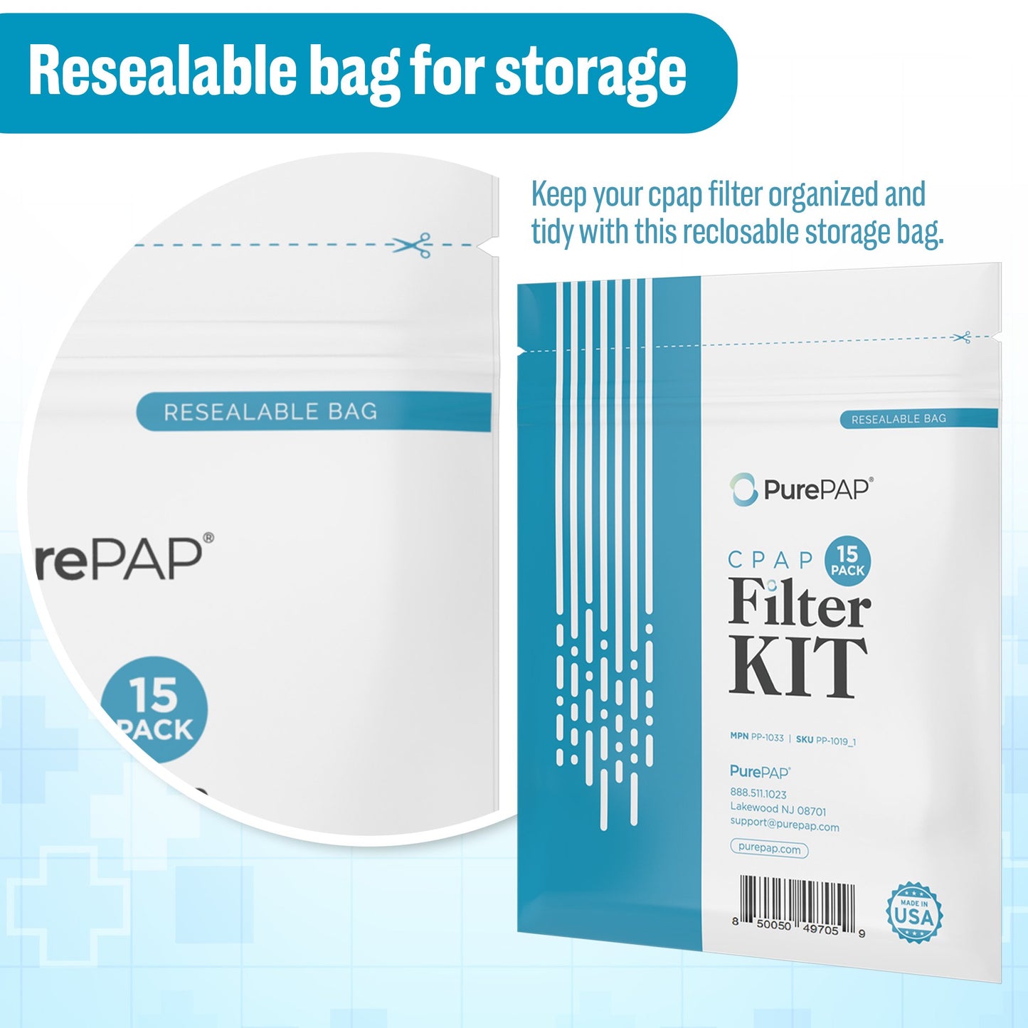 PurePAP CPAP Machine Filter Kit - Compatible with Respironics Dreamstation 1-15 Pack USA Made CPAP Supplies - Premium CPAP Filters - 5 Reusable 10 Disposable