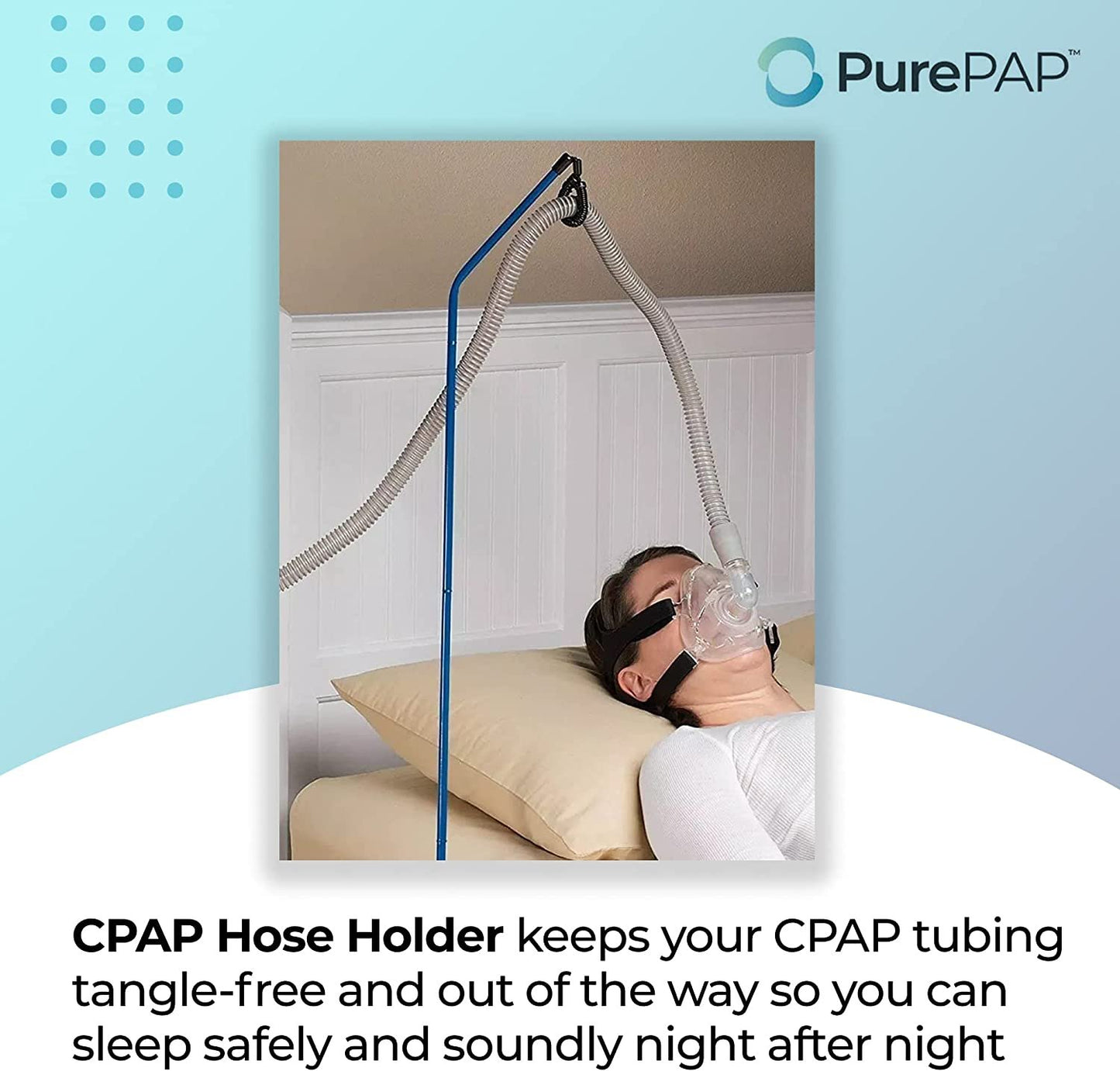 PurePap CPAP Hose Holder for Sleeping - Tangle-Free CPAP Hose Hanger - Adjustable Swivel Arm CPAP Accessories - Compact Design CPAP Hose Holder for Bed - Sleeping Accessories