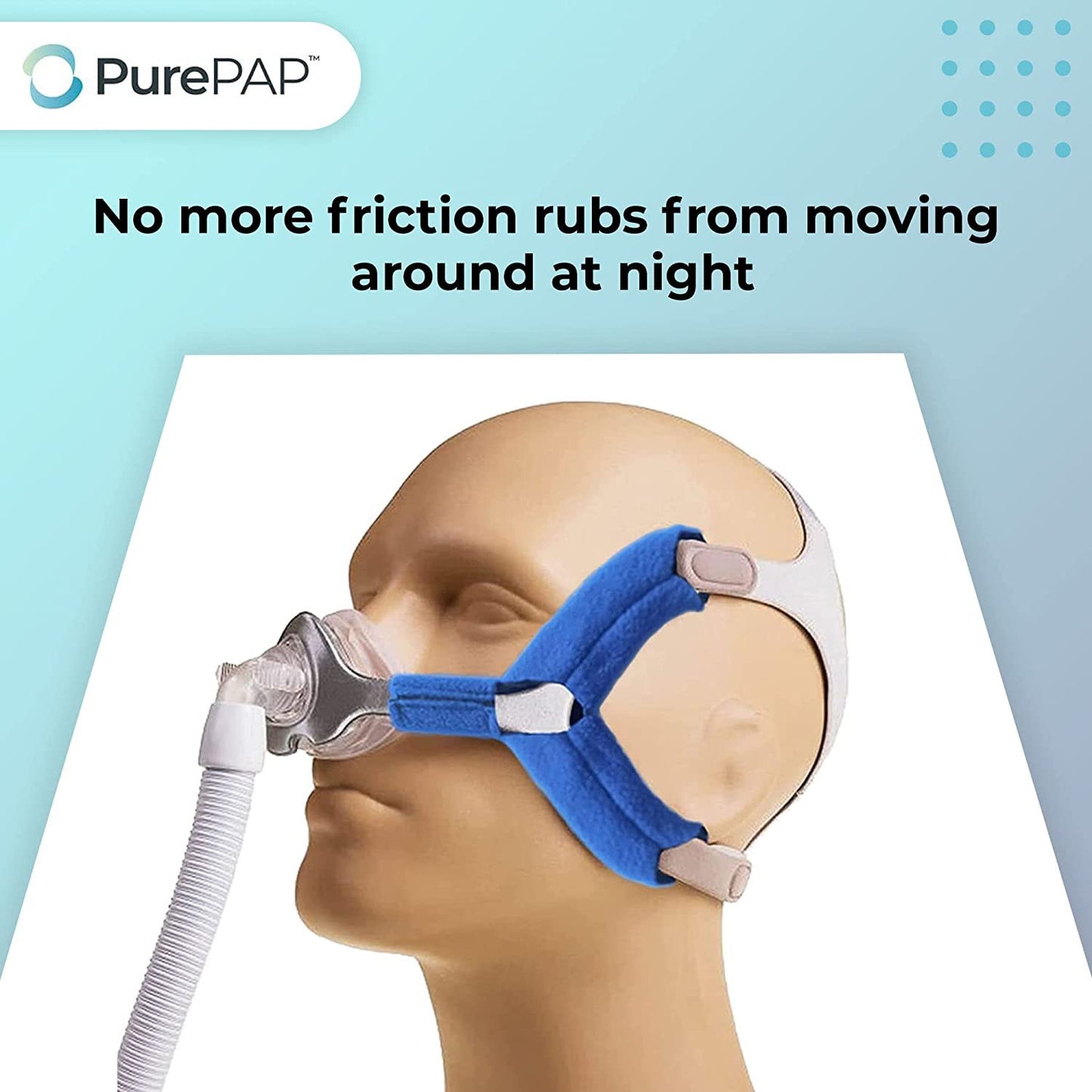 PurePap CPAP Strap Covers (2 Pack) – Wisp Style Universal CPAP Head Strap - Compatible with Respironics CPAP Supplies to Prevent Rashes – Velcro Closing Nasal CPAP Mask Strap for Better Sleep (Blue)