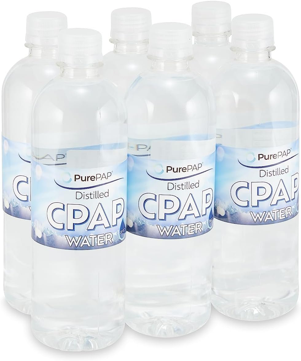 PurePAP Pure Distilled CPAP Water - 6-Pack of 16.9oz Bottles Distilled Water - Travel CPAP Water for CPAP Machine Humidifier – Clean, Safe