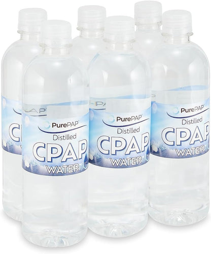 PurePAP Pure Distilled CPAP Water - 6-Pack of 16.9oz Bottles Distilled Water - Travel CPAP Water for CPAP Machine Humidifier – Clean, Safe