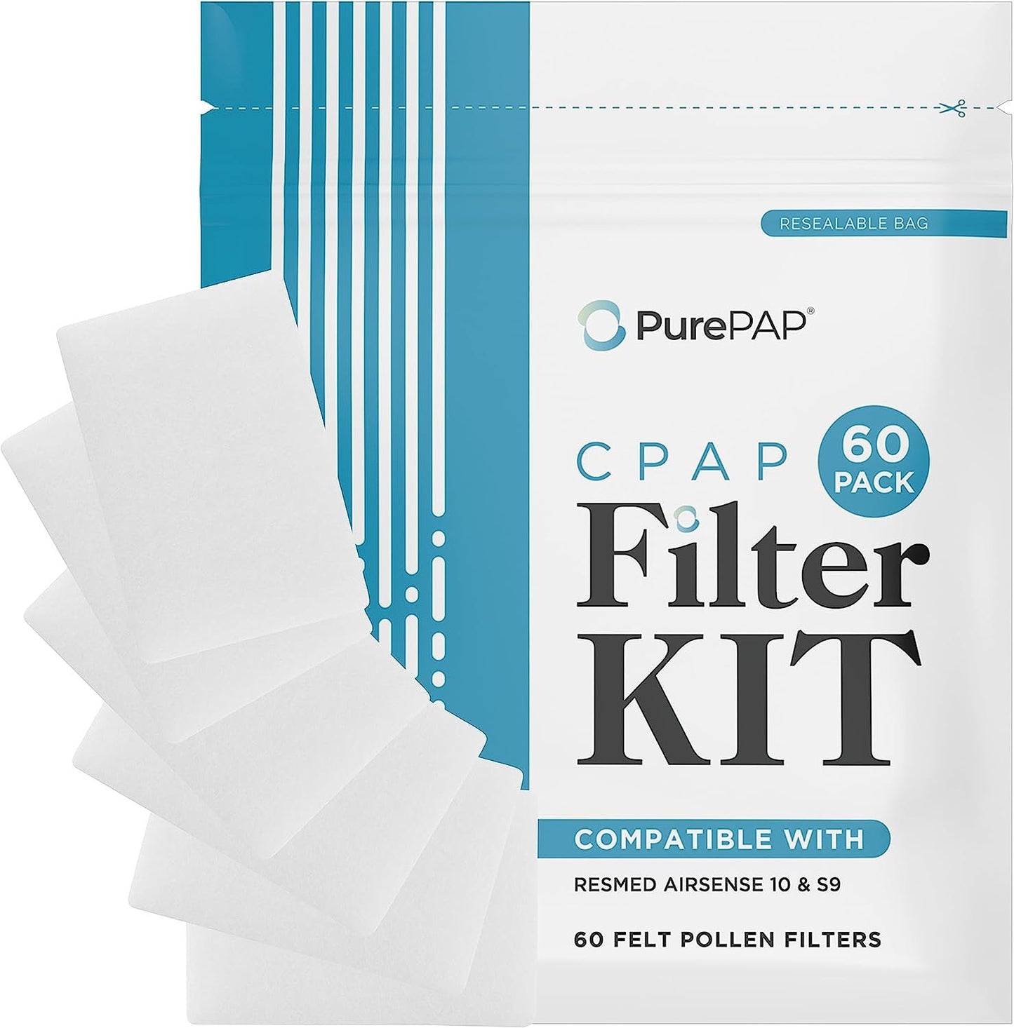 Premium USA Made CPAP Filters - 60-Pack, Compatible with ResMed AirSense 10 & S9 Machines - High Quality CPAP Supplies