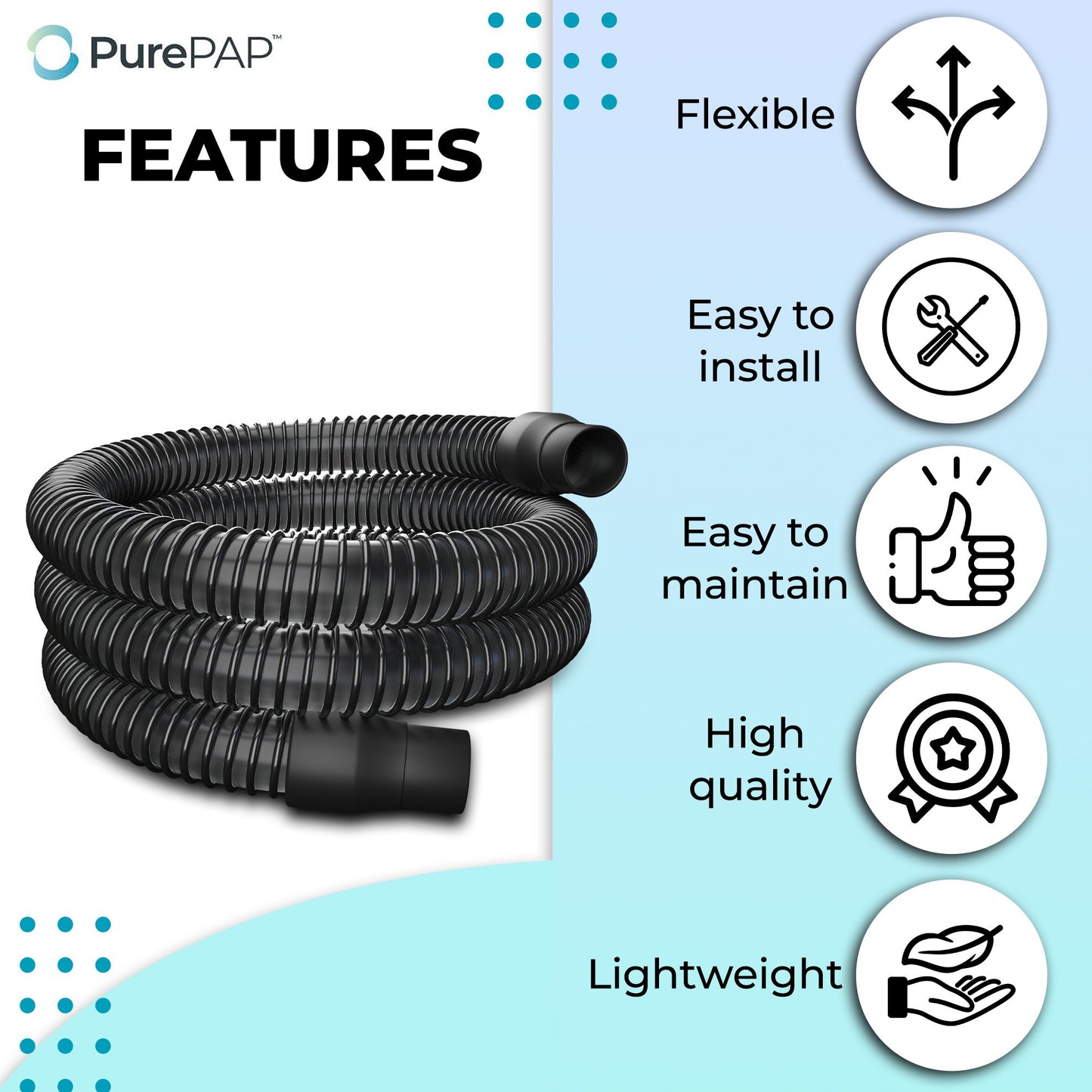 PurePAP - CPAP Hose Replacement, Standard Tube 22mm, 6 Foot CPAP Tubing