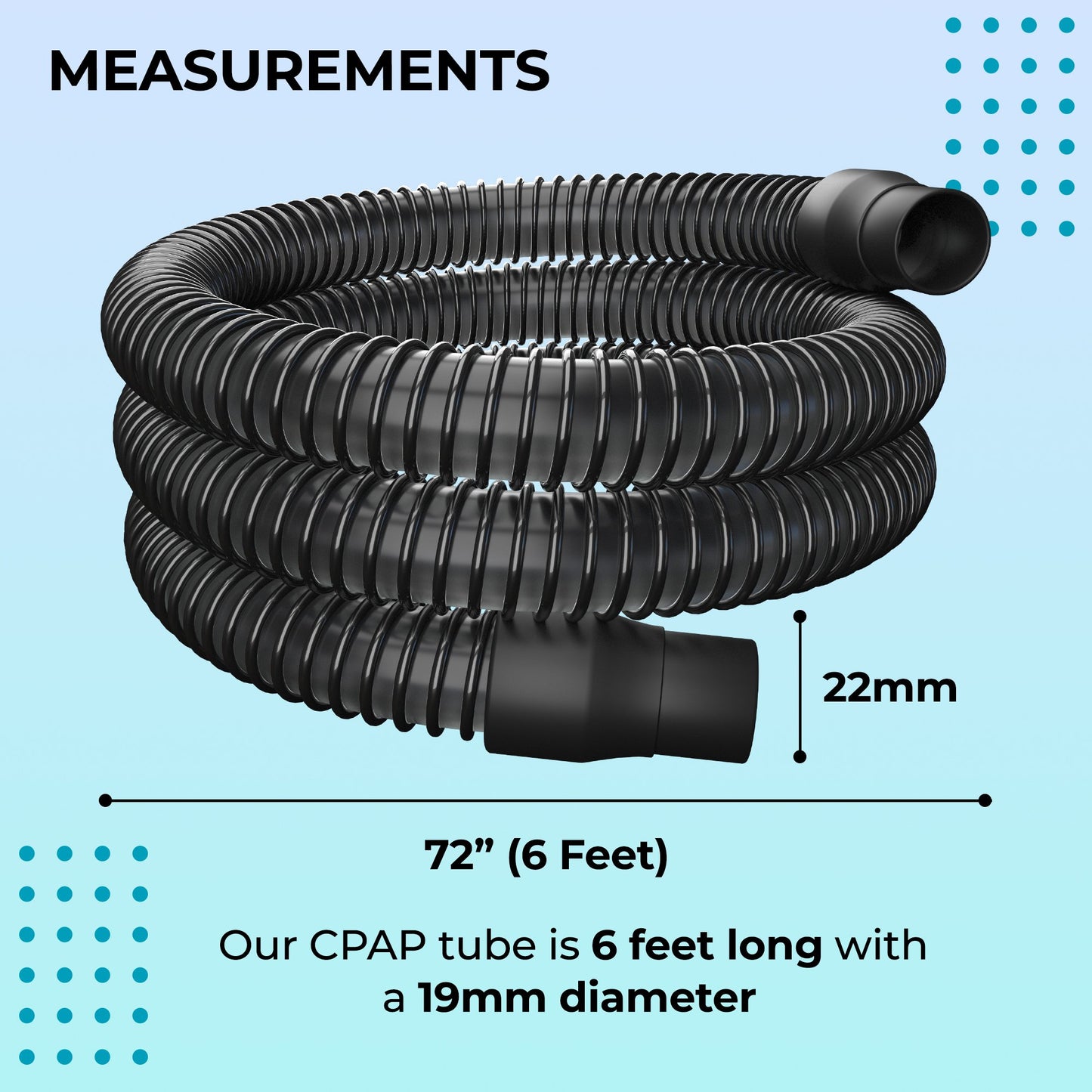 PurePAP - CPAP Hose Replacement, Standard Tube 22mm, 6 Foot CPAP Tubing