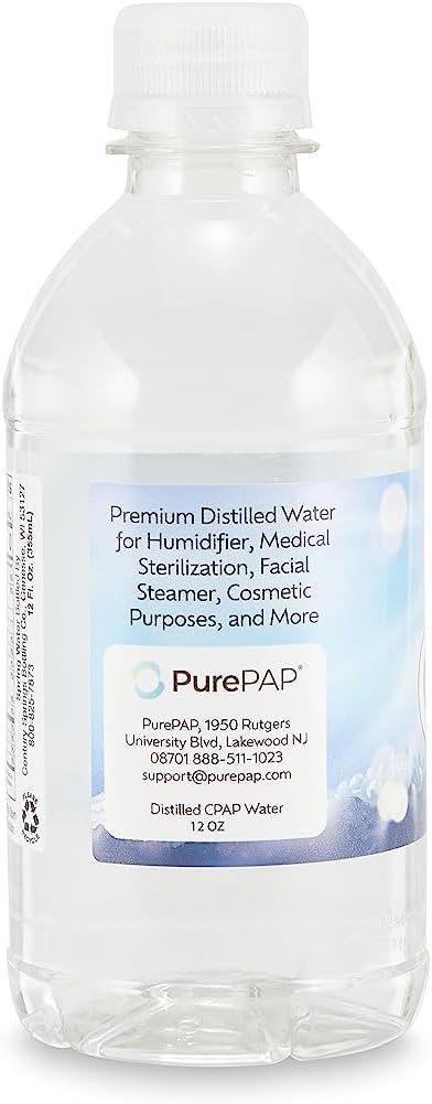 PurePAP Pure Distilled CPAP Water - 6-Pack of 16.9oz Bottles Distilled Water - Travel CPAP Water for CPAP Machine Humidifier – Clean, Safe