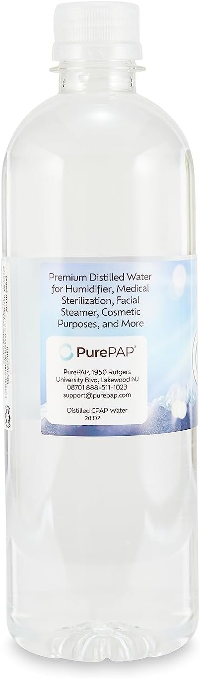 PurePAP Pure Distilled CPAP Water - 6-Pack of 16.9oz Bottles Distilled Water - Travel CPAP Water for CPAP Machine Humidifier – Clean, Safe