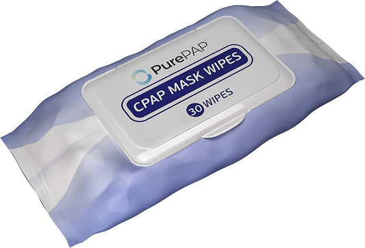 PurePAP CPAP Cleaning Wipes (30 Wipes) - 100% Cotton Sheets - Alcohol-Free CPAP wipes - Natural Ingredients w/ Aloe Vera & Vitamin E - Resealable Packet - CPAP Supplies
