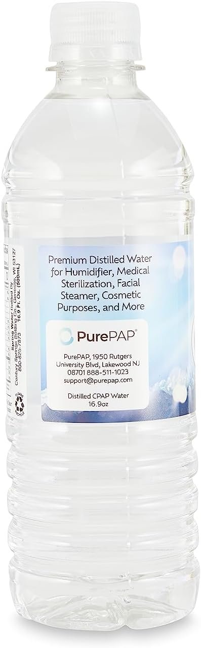 PurePAP Pure Distilled CPAP Water - 6-Pack of 16.9oz Bottles Distilled Water - Travel CPAP Water for CPAP Machine Humidifier – Clean, Safe